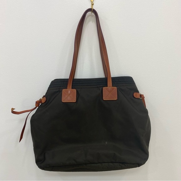 Dooney & Bourke large Nylon shoulder tote with brown leather handles & details - Picture 2 of 7